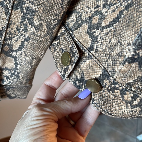 FRAME Le Vintage jacket coated python bomber / moto cotton stretch denim Small - Picture 9 of 17